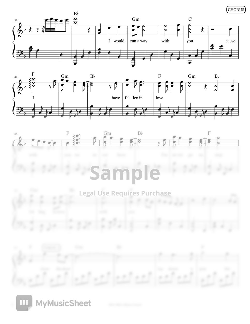 The Corrs Runaway (piano sheet music) แผ่น by Mel's Music Corner