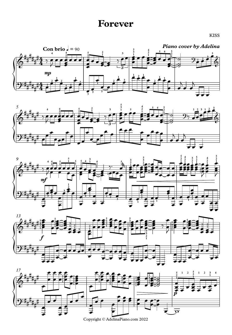 Kiss Forever Spartito by Adelina Piano