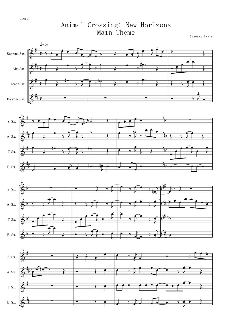 Animal Crossing New Horizons Main Theme Sax Quartet Hoja animal-crossing-new-horizons-main-theme-sax-quartet-hoja