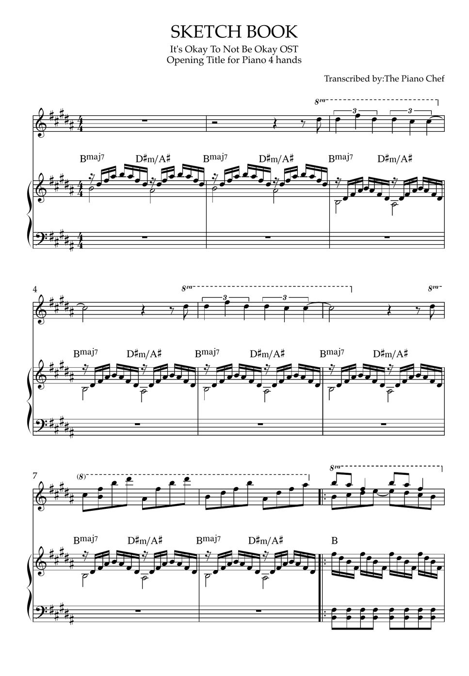 Suhh Sketch Book 사이코지만 괜찮아 It's Okay to Not Be Okay Intro Notenblatt by The Piano Chef