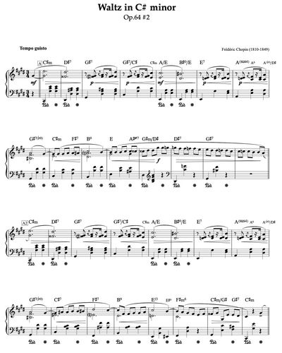 ショパン - 【ジャズコード付き】Waltz in C# minor Op.64 No.2