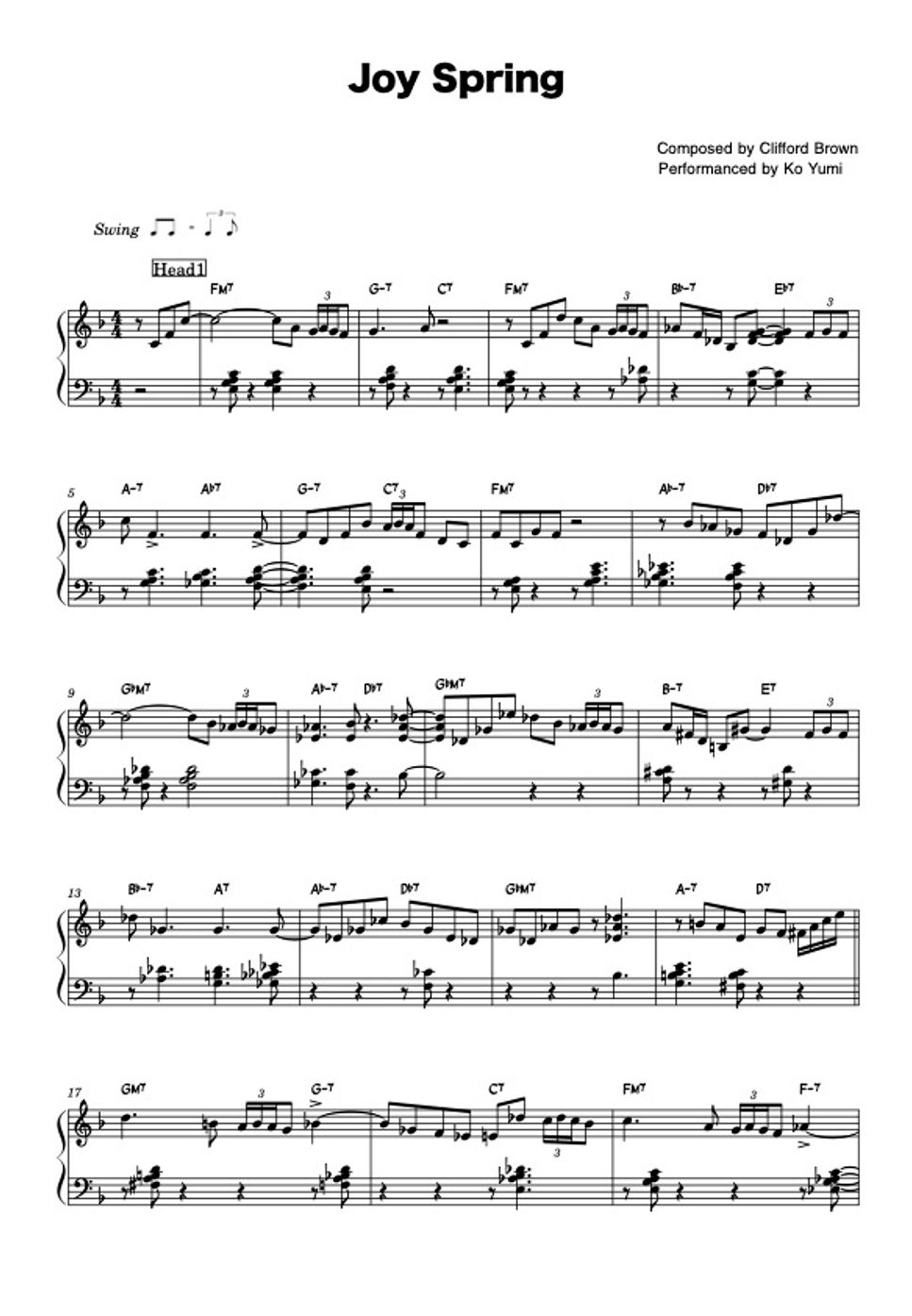Clifford Brown - Joy Spring (Jazz Trio Ver.) by KoYumi Music