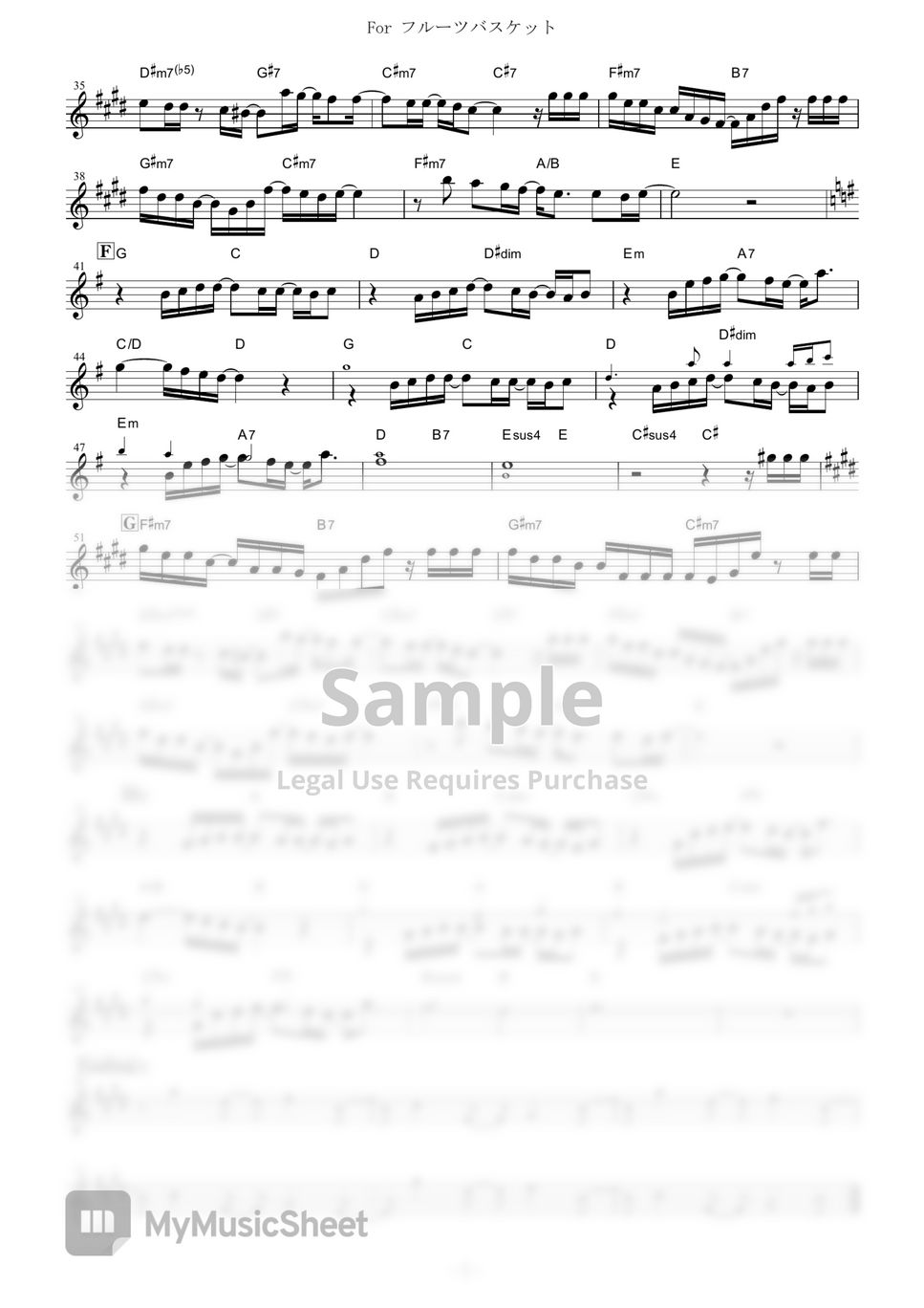 Ritsuko Okazaki For Fruits Basket (Fruits Basket / in Eb) Lembar Musik by mutasax