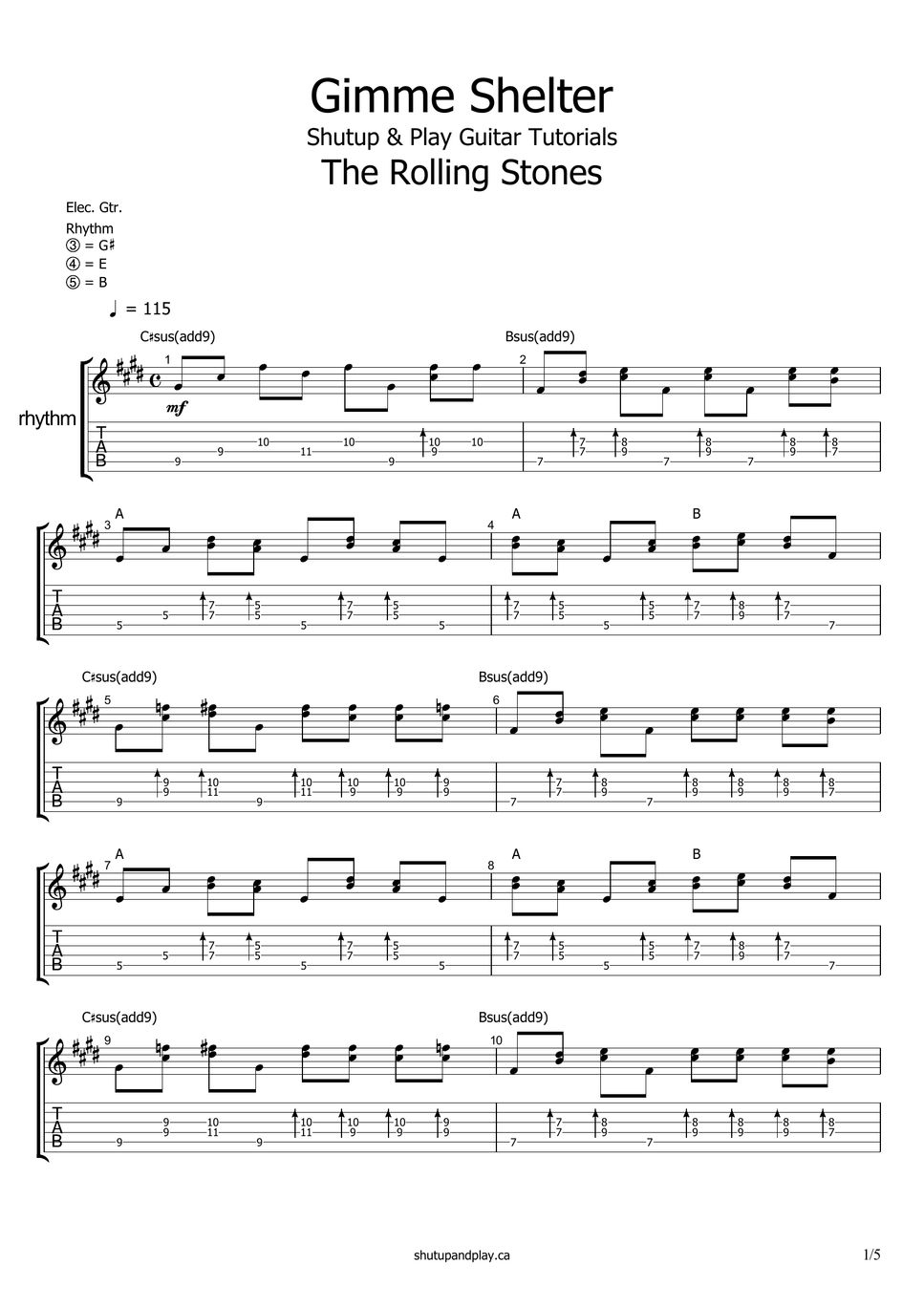 The Rolling Stones Gimme Shelter TAB by Shutup & Play Guitar Tutorials