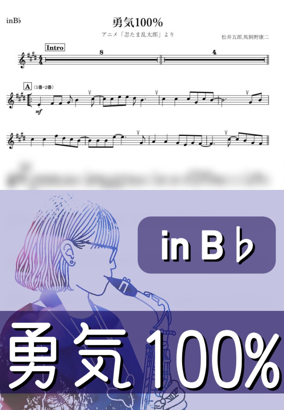忍たま乱太郎 - 勇気100％ (B♭) by kanamusic