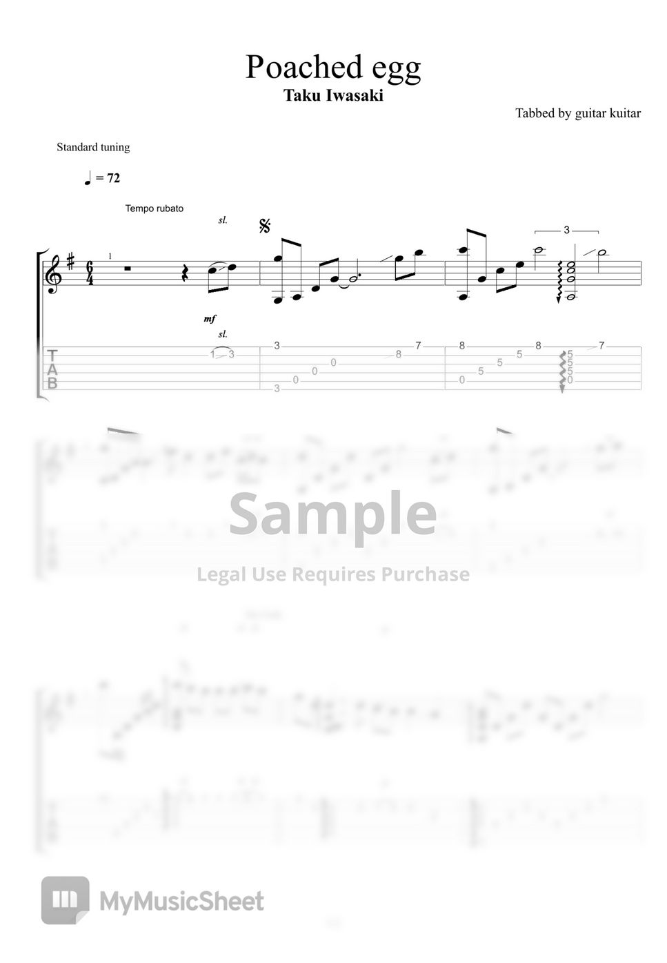 Jormungand Poached egg (Guitar TAB) Tab + 1staff by guitar kuitar
