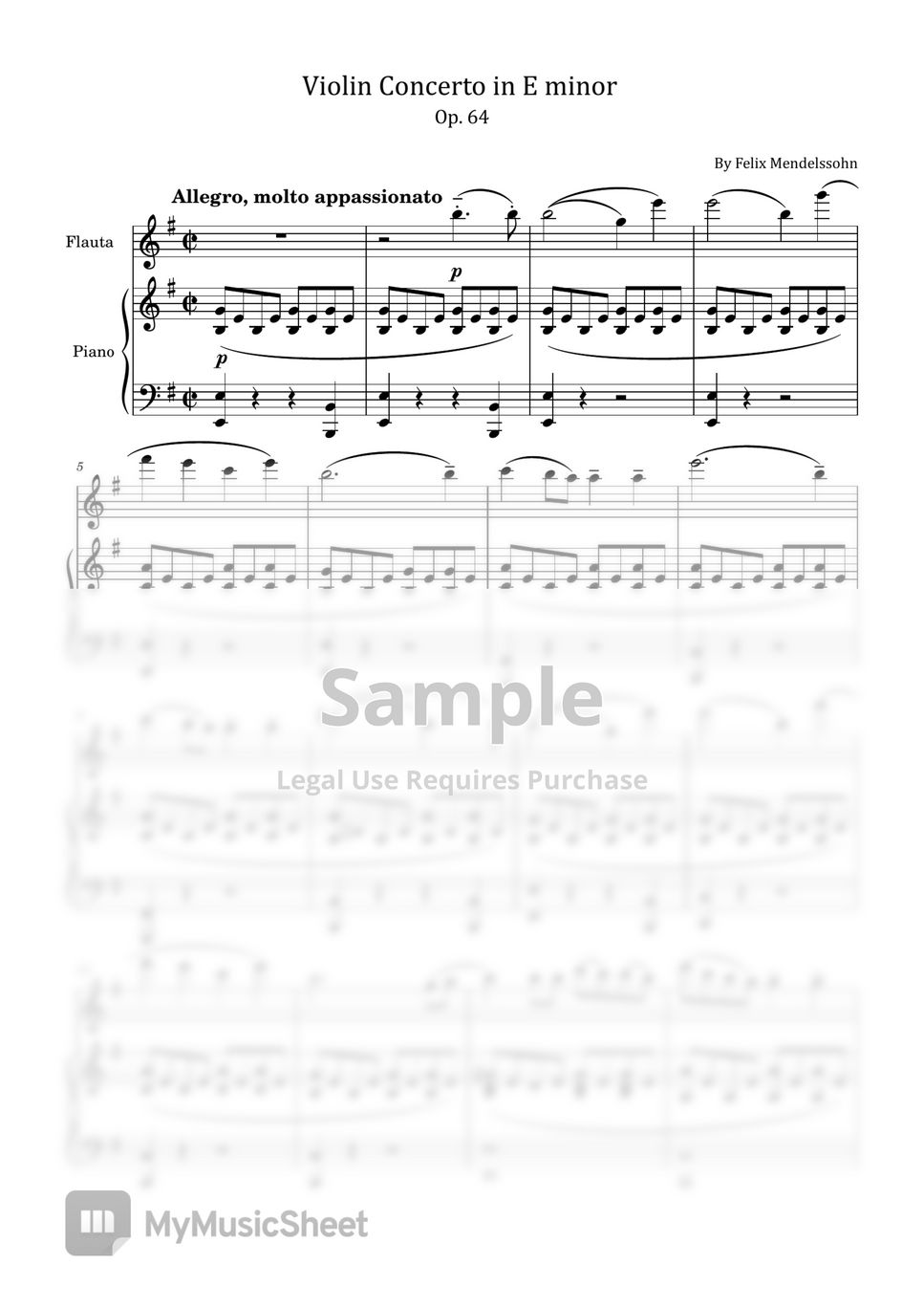 Felix Mendelssohn Violin Concerto in E minor Op.64 (For Flute and