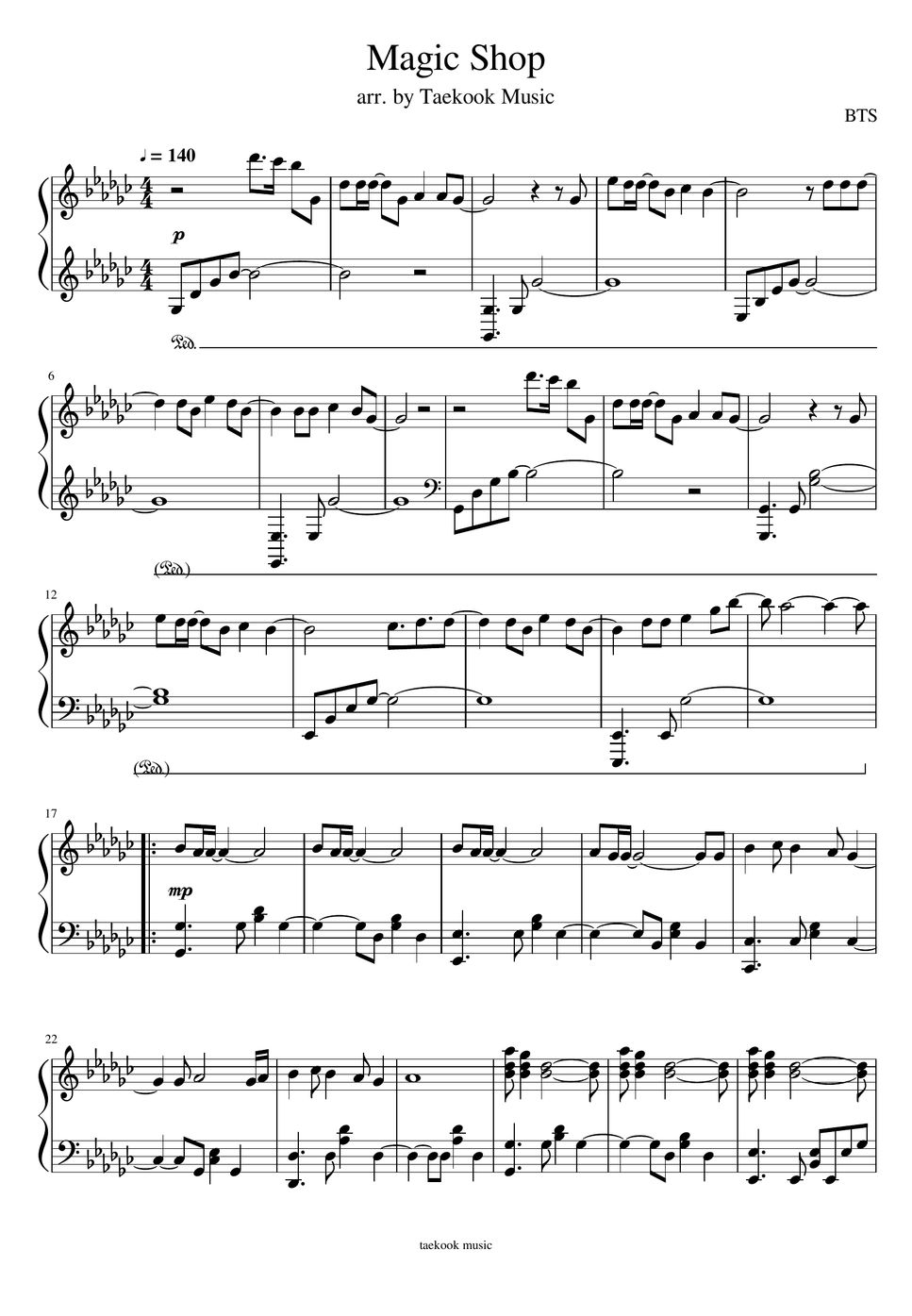 BTS Magic Shop Sheet by TK Music