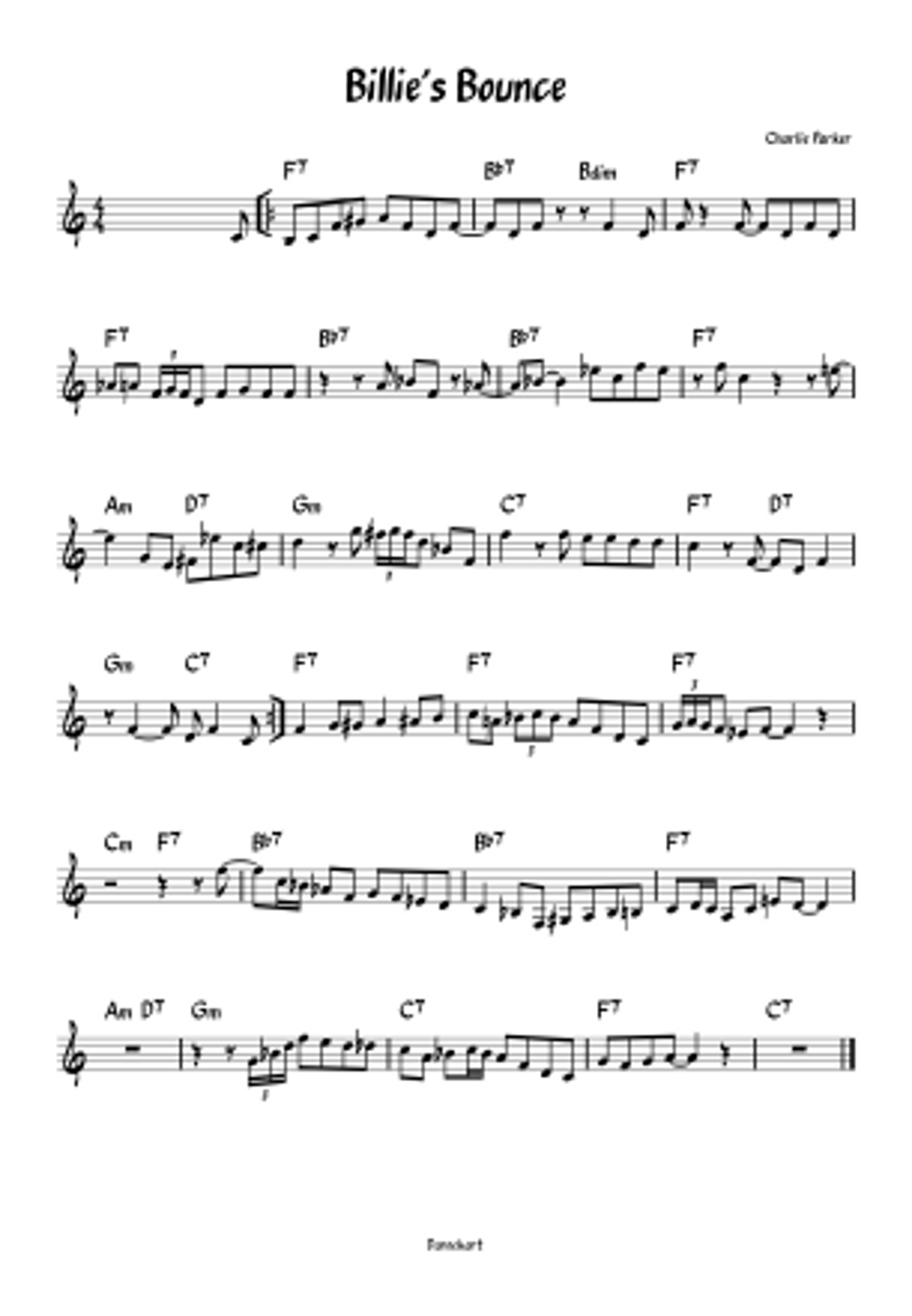 Charlie Parker - Billie's Bounce 楽譜 by Won, Jong Hwa