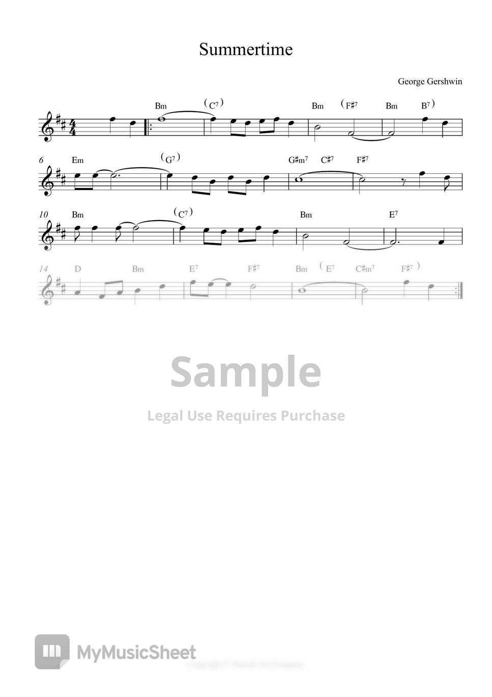 Gershwin Summertime (Jazz) 樂譜 by Uke