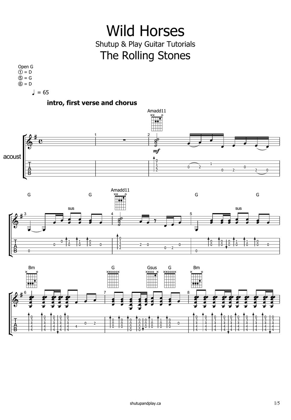 The rolling stones wild horses tab by shutup play guitar tutorials