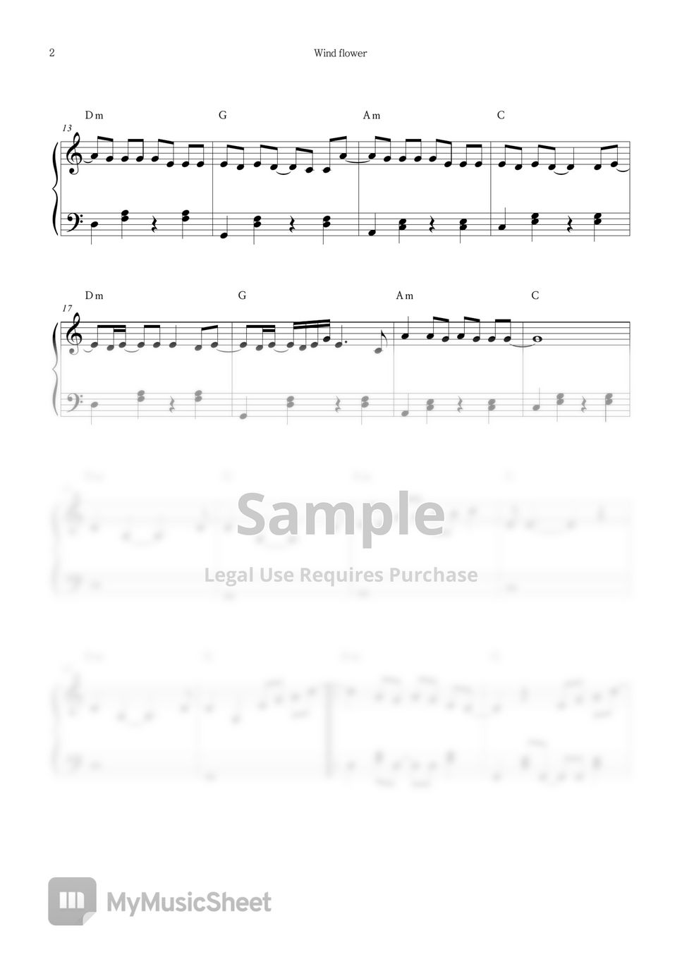 MAMAMOO Wind flower Easy Piano Sheet Music Spartito