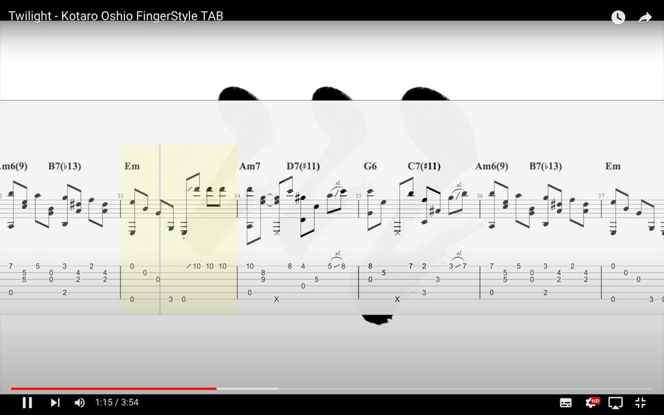 Kotaro Oshio - Twilight (FingerStyle) アコースティックギタータブ+