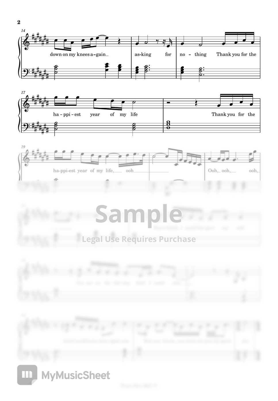 happiest year of my life piano sheet music