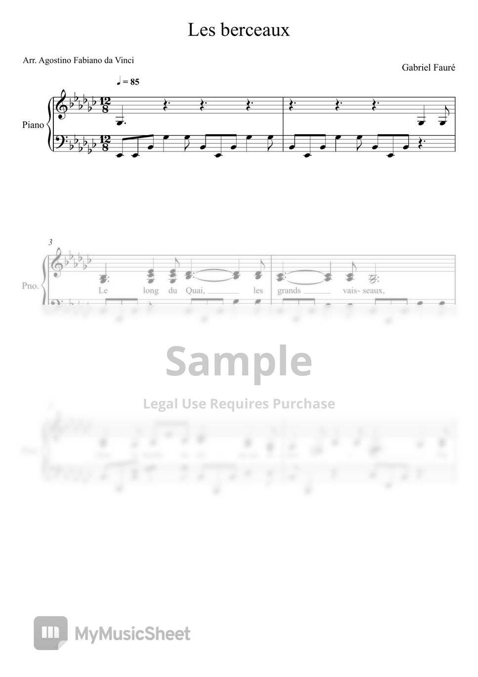 Agostino Fabiano da Vinci - Faure-Les berceaux - Gb key (Classic) Sheet ...