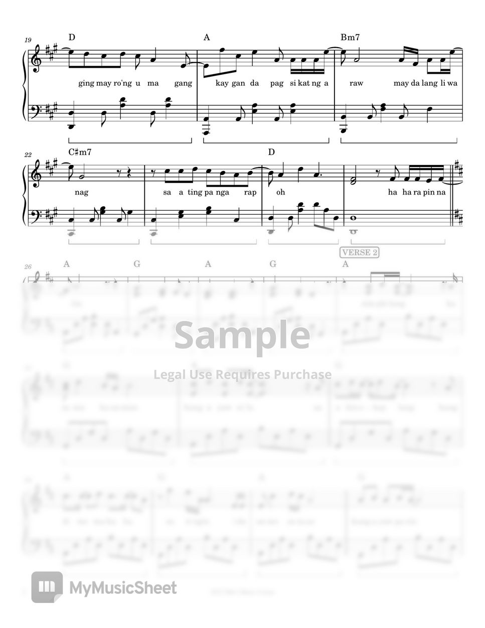 RayAn Fuentes & Tillie Moreno Umagang Kay Ganda (piano sheet music