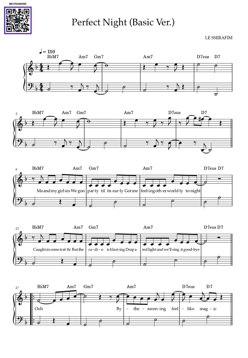 LE SSERAFIM(ルセラフィム) - Perfect Night (初級バージョン) ピアノ