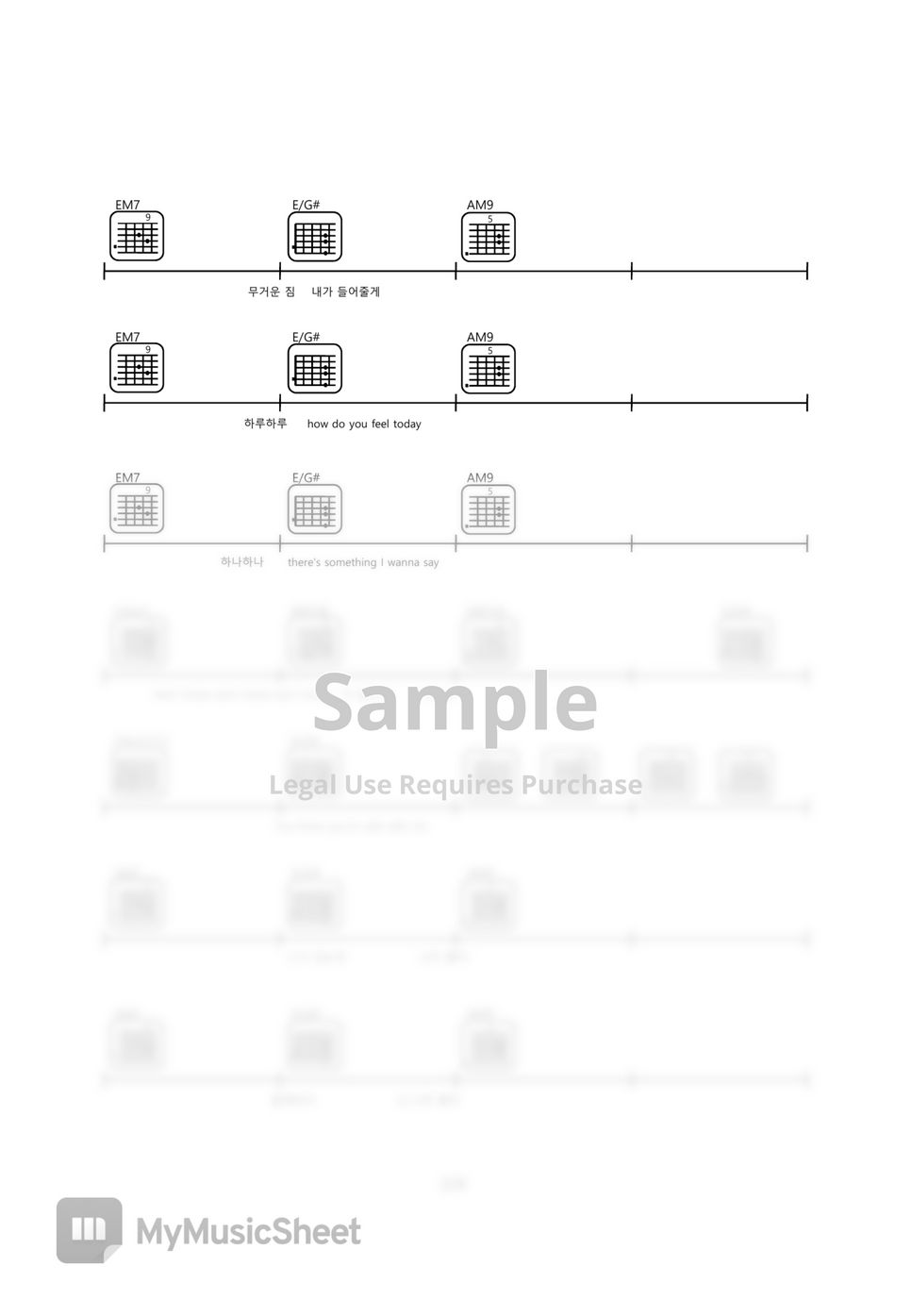 Sam Kim Your Song guitar chords sheet TAB