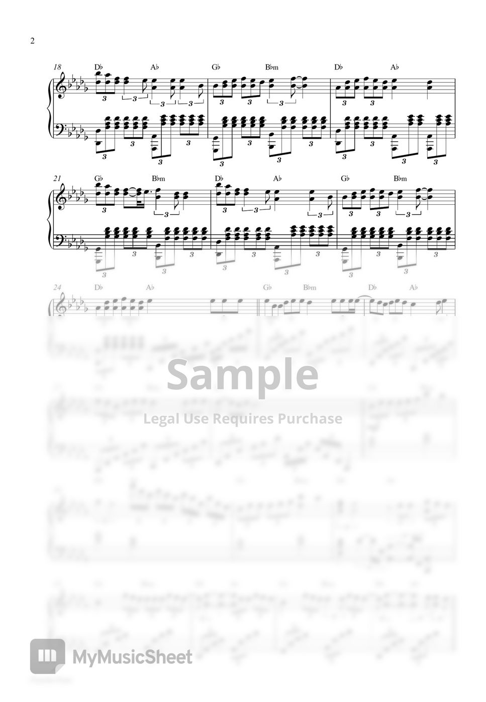 Ruth B Dandelions Piano Sheet Get 2 Pdf In Original Key Db Major And Easier Key C Major 