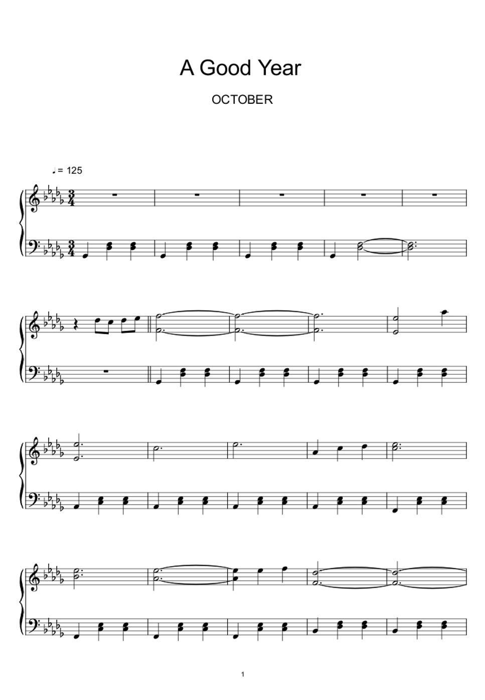 악토버 October A Good Year Sheet Music Midi Sheets By Sayu 3743