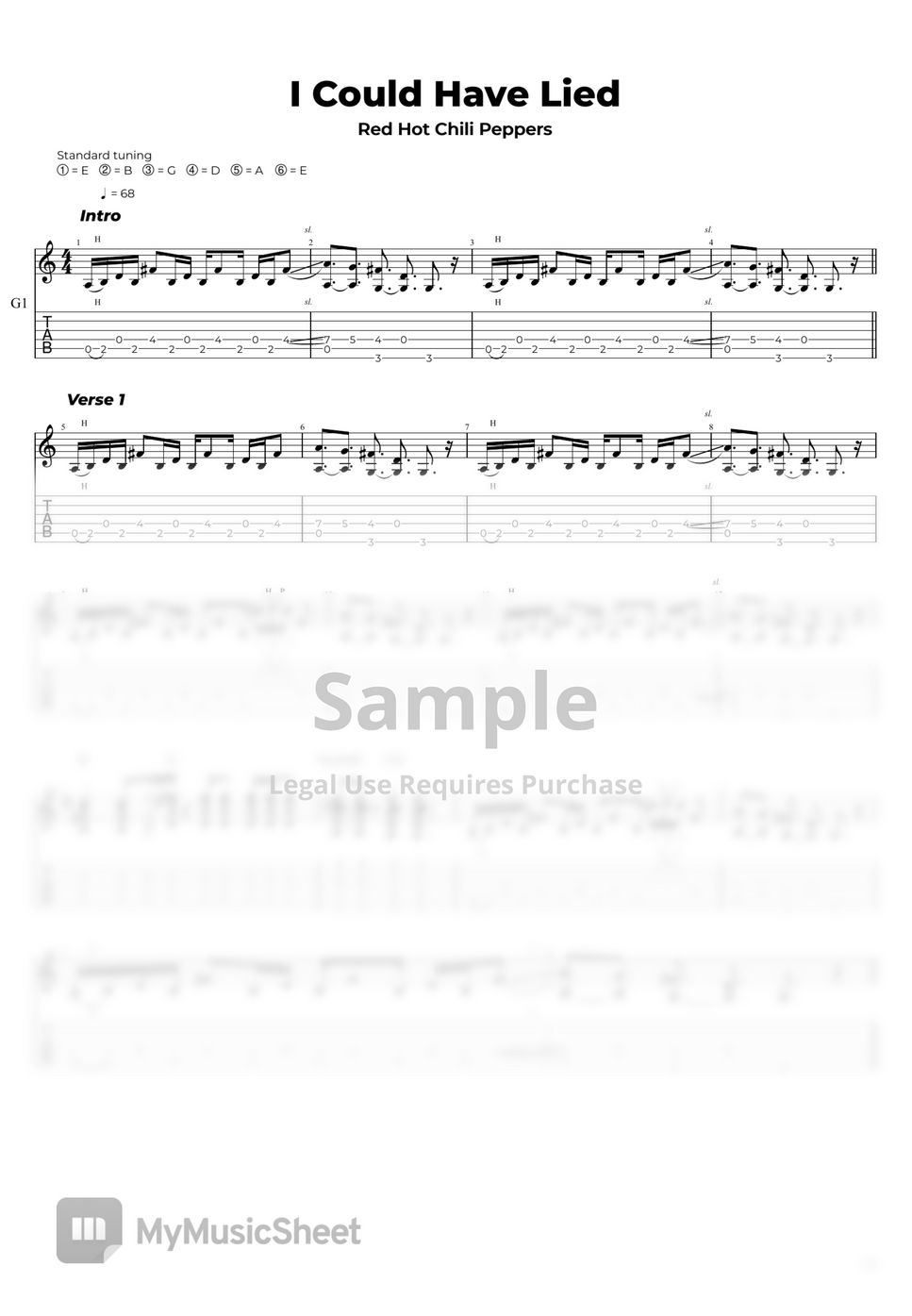 Red Hot Chili Peppers I Could Have Lied TAB by Nikola Gugoski