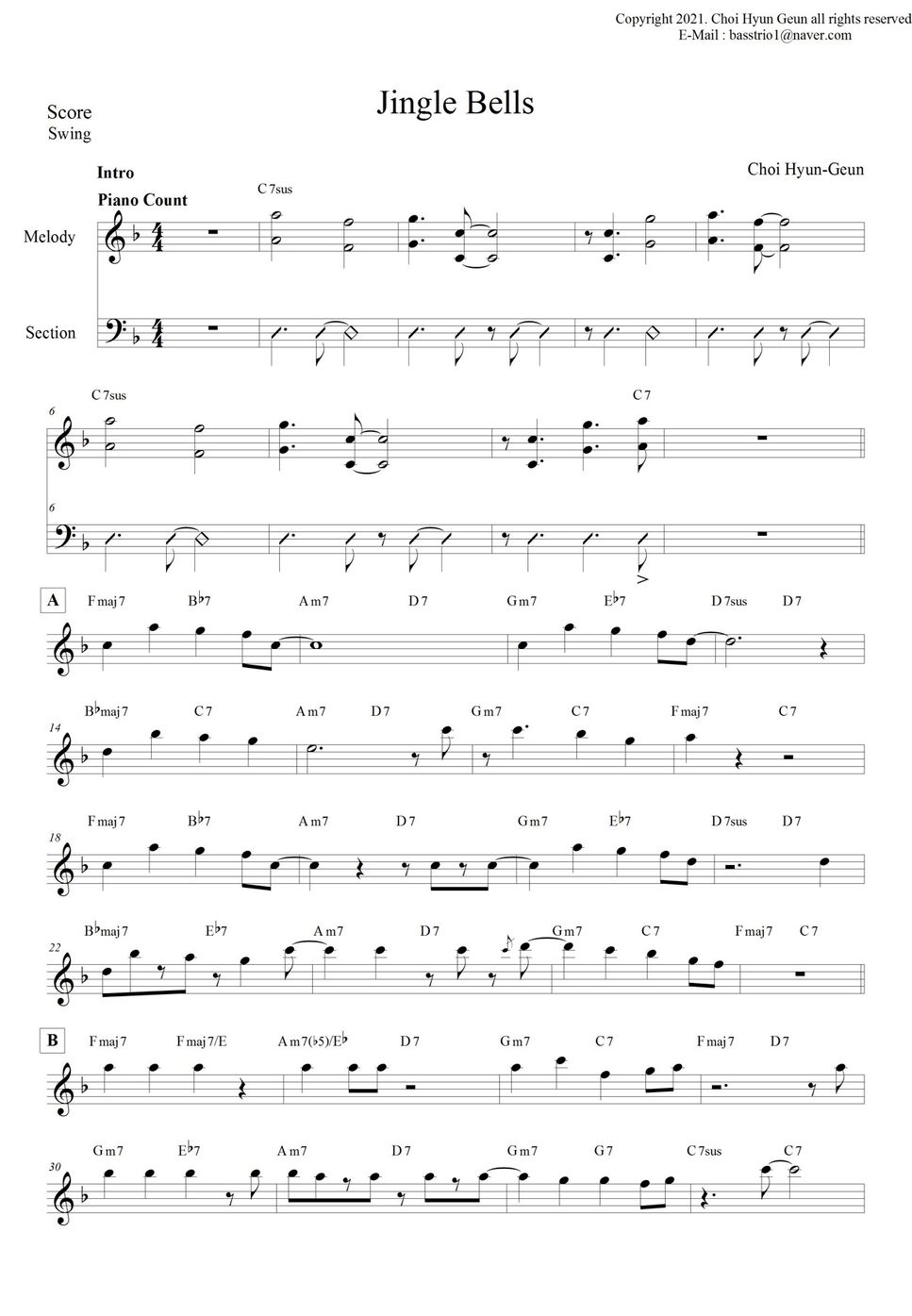 Choi HyunGeun Jingle Bells (Jazz Ver.) Partition musicale by Choi