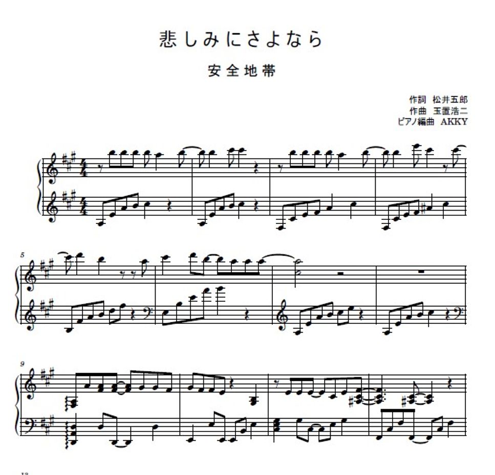 玉置浩二 - 悲しみにさよなら (ピアノ/安全地帯/玉置浩二) by AKKY