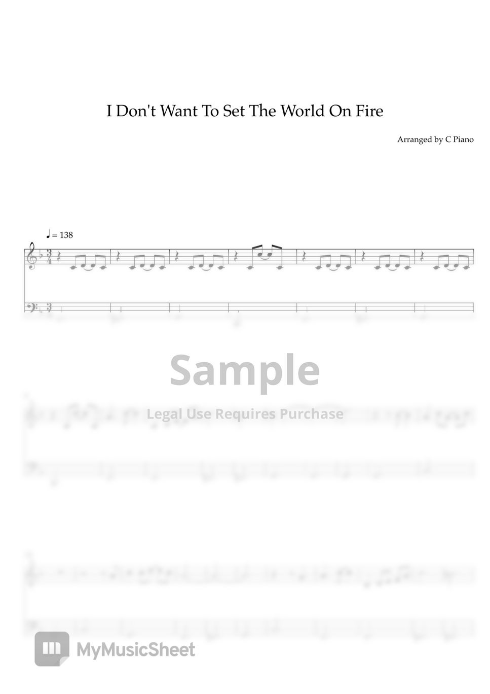 The Ink Spots I Dont Want To Set The World On Fire (Easy Version) 악보
