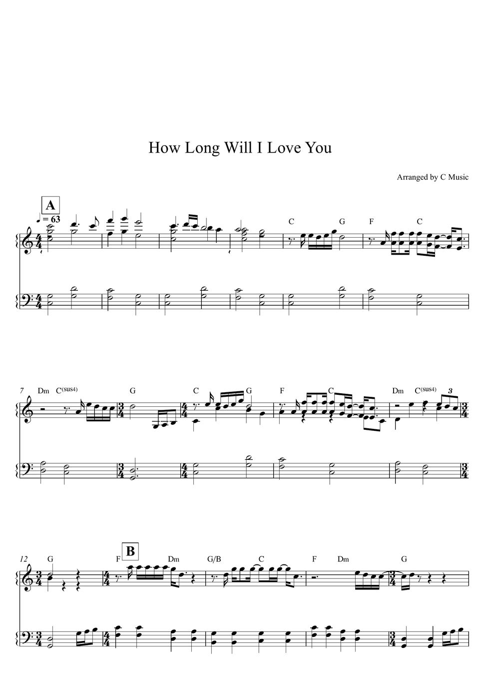 Ellie Goulding - How Long will I Love You Partition musicale by C Music