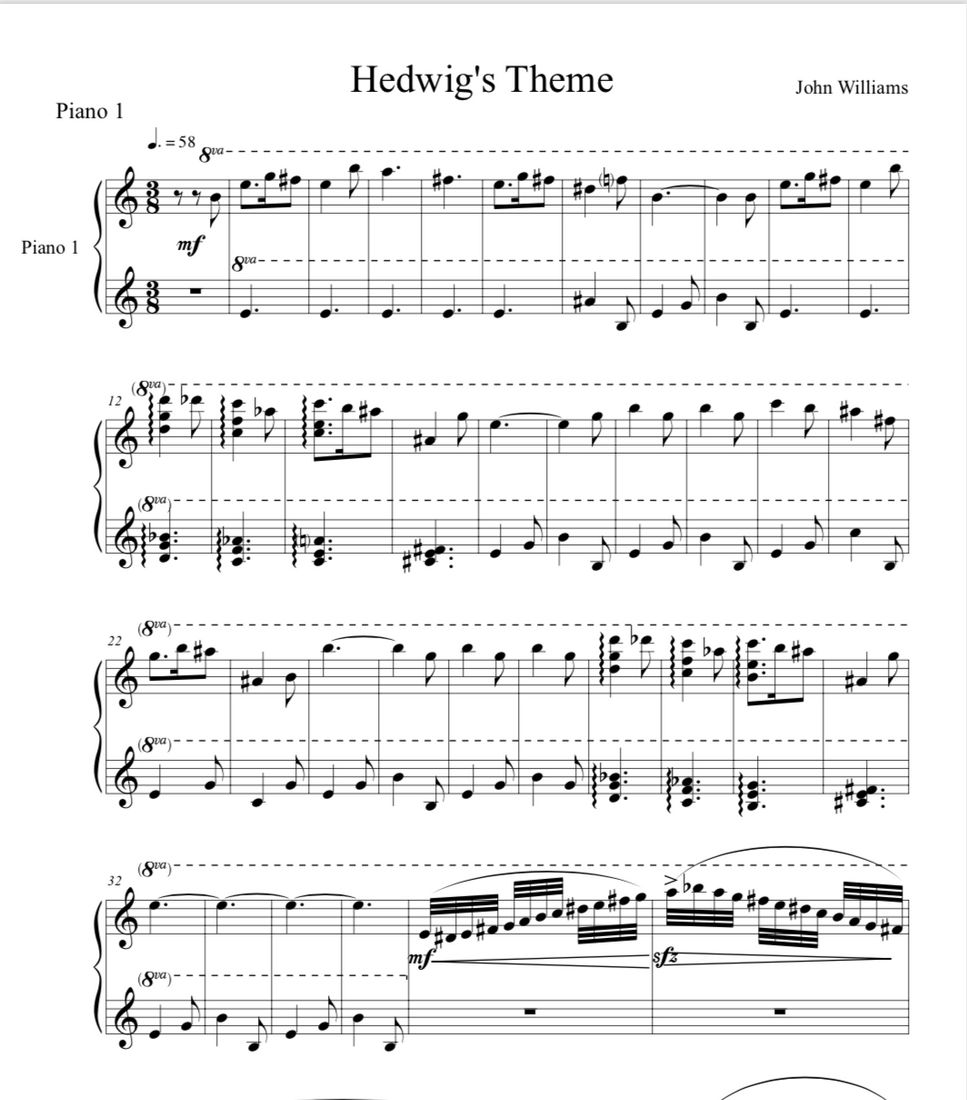 ジョンウィリアムズ - ヘドウィグのテーマ「ハリーポッター」 (２台ピアノ) by 伊藤郁馬