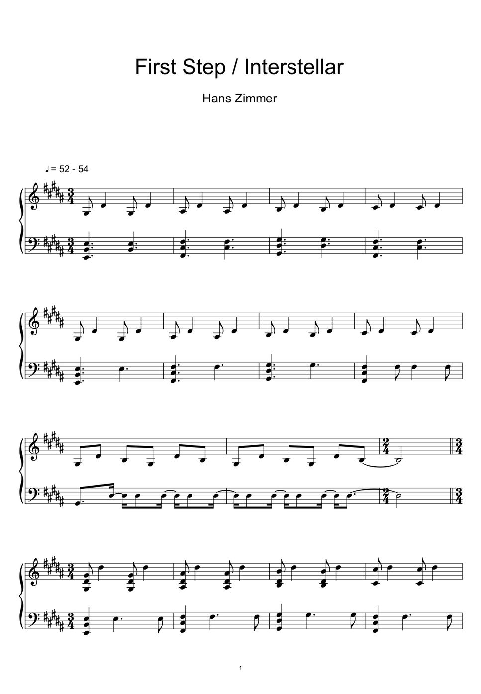 Hans Zimmer - First Step (Interstellar) (Sheet Music, MIDI,) by sayu