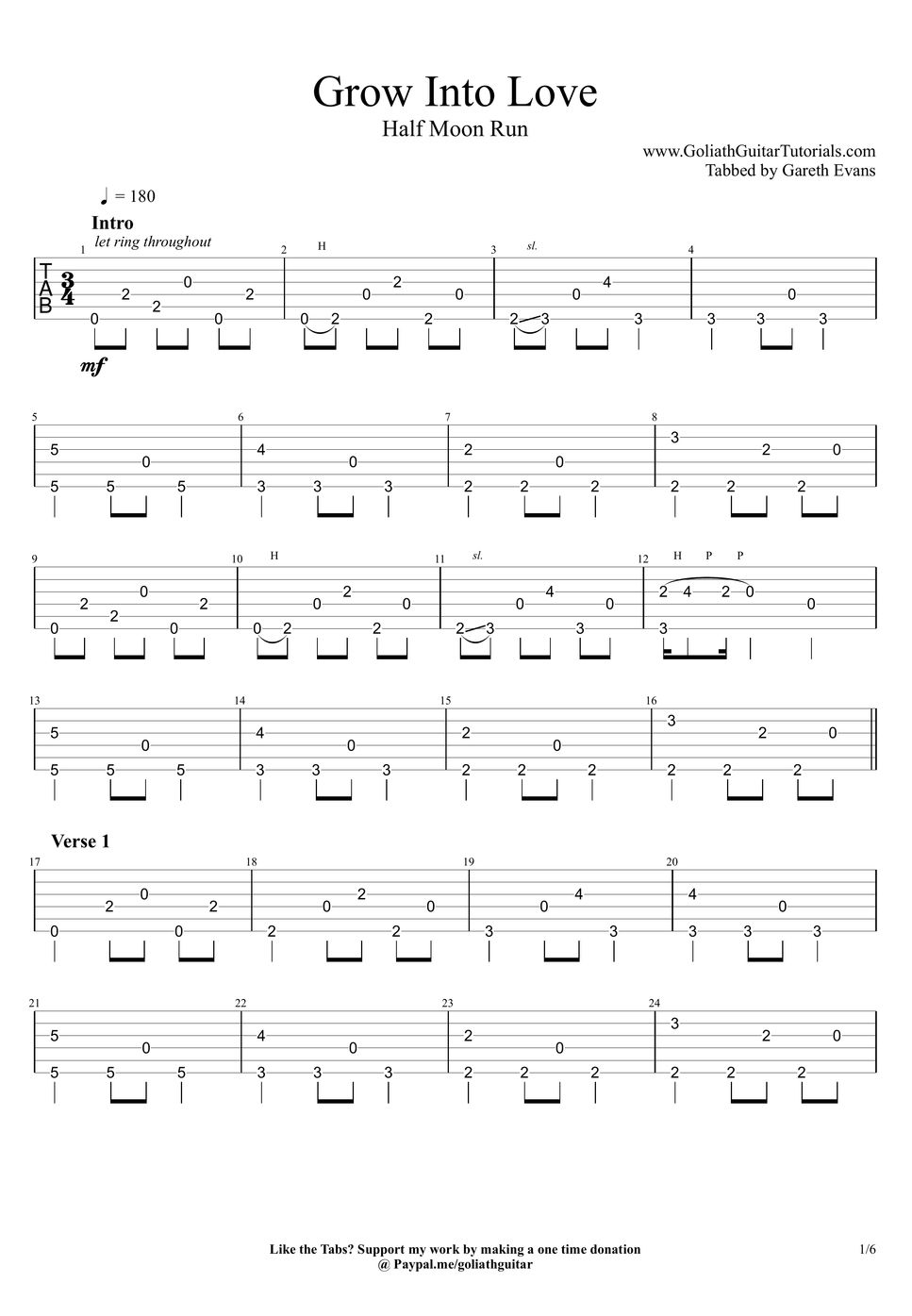 Half Moon Run Grow Into Love TAB by Goliath Guitar Tutorials