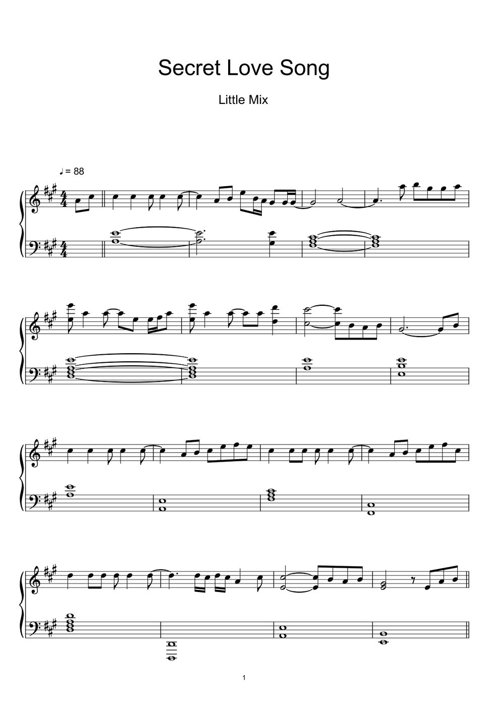 Little Mix - Secret Love Song (Sheet Music, MIDI,) by sayu