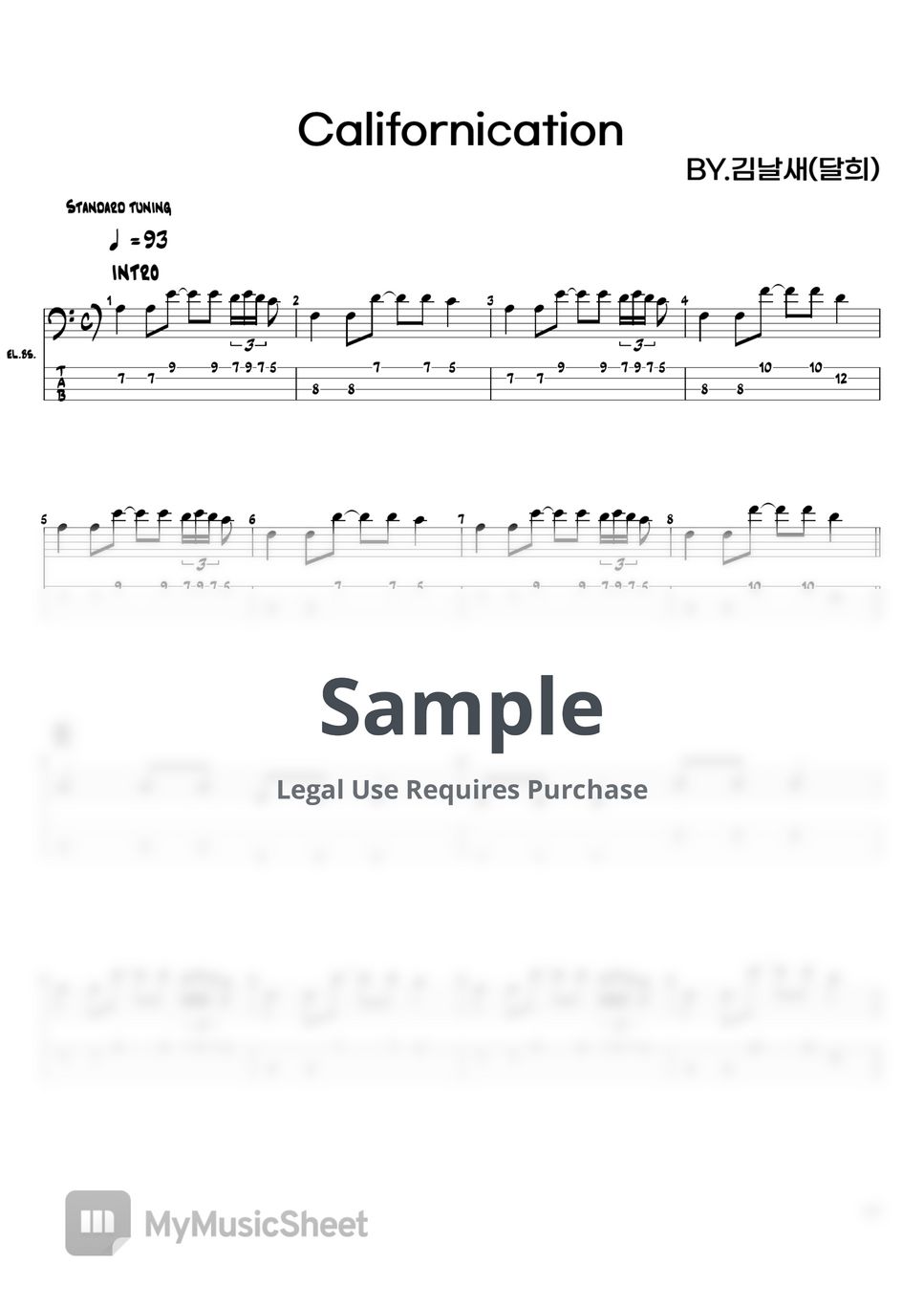 RED HOT CHILI PEPPERS Californication Tab + 1staff by 김날새