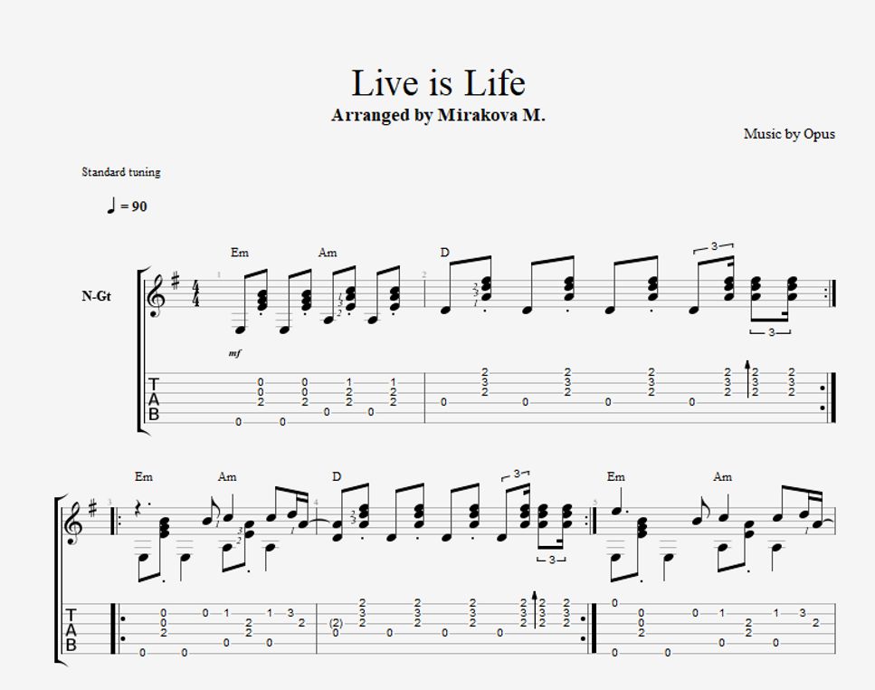 Lives tabs