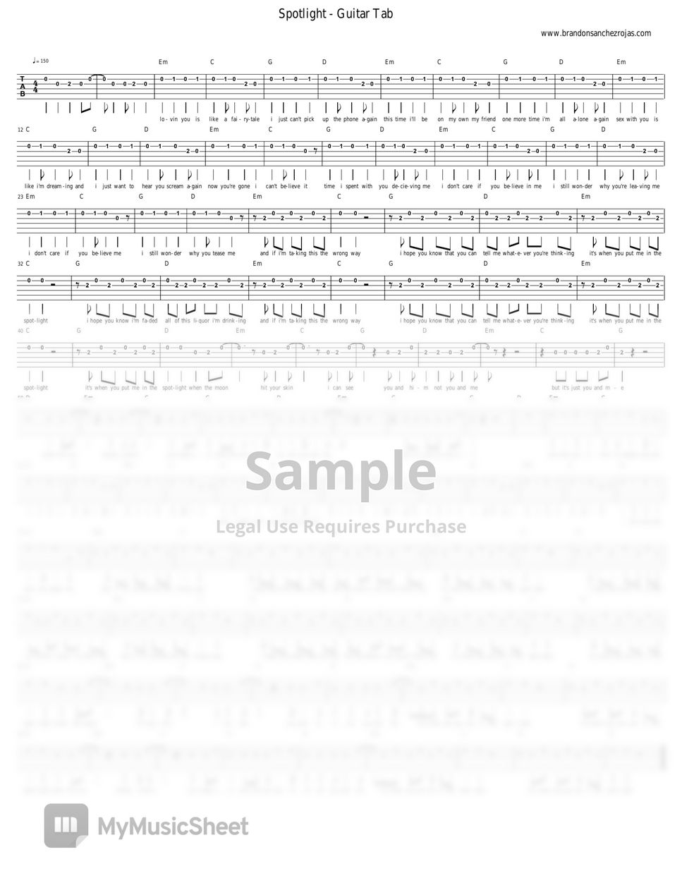 Spotlight Lil Peep Guitar Tab TAB