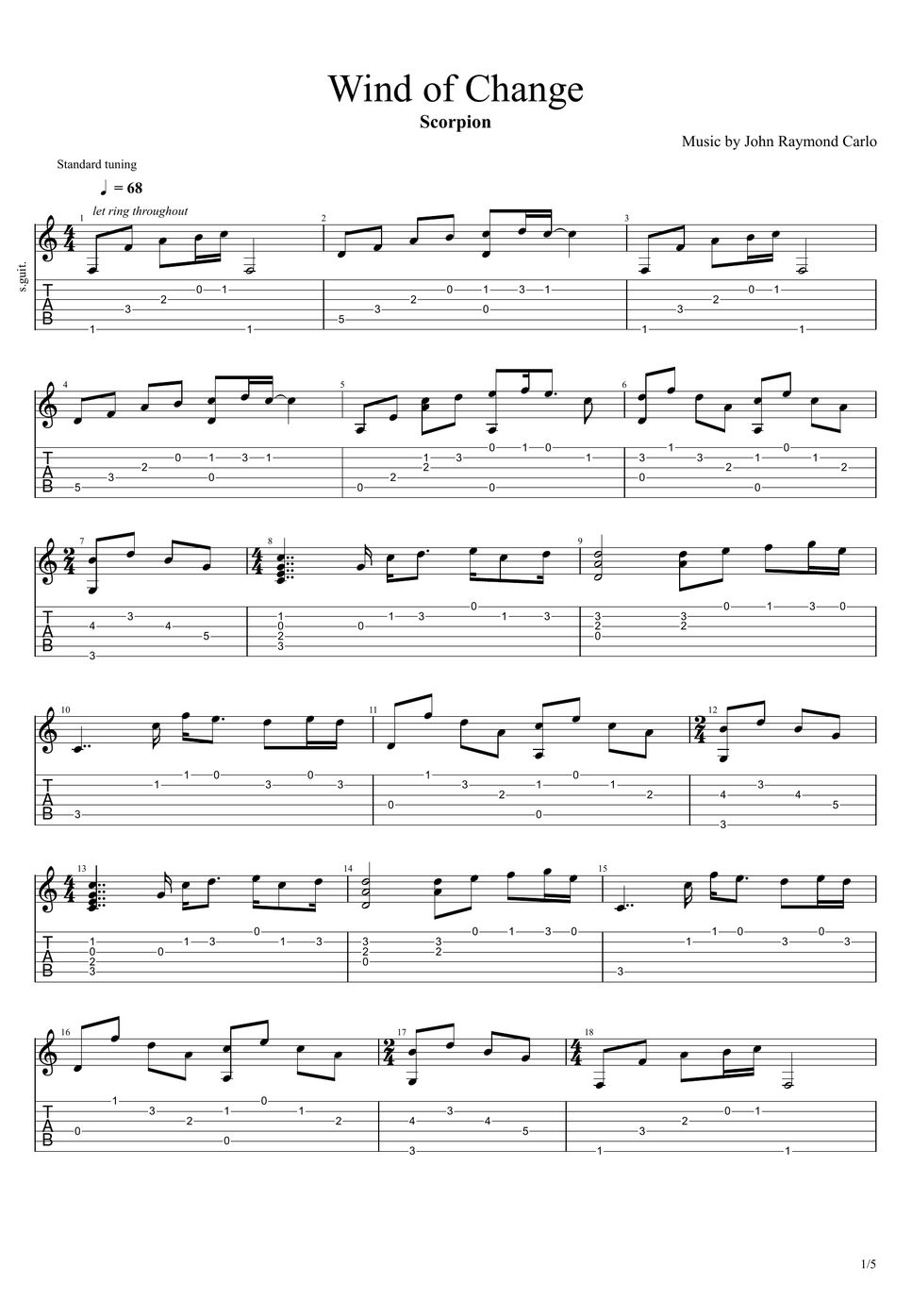 Scorpion Wind of Change TAB by JohnRay
