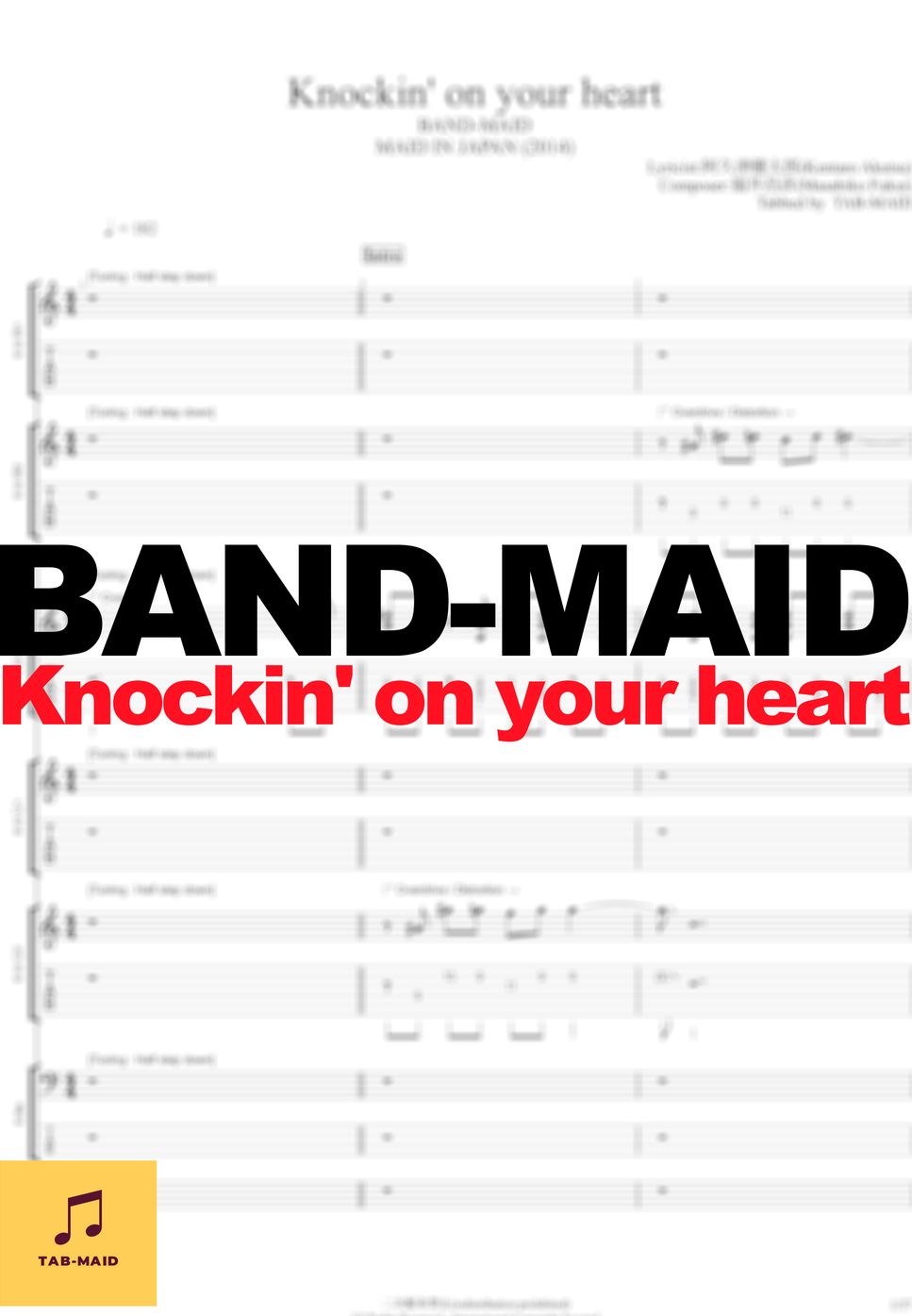 BANDMAID Knockin' on your heart (TAB / タブ譜 / バンドスコア) Tab + 1staff by