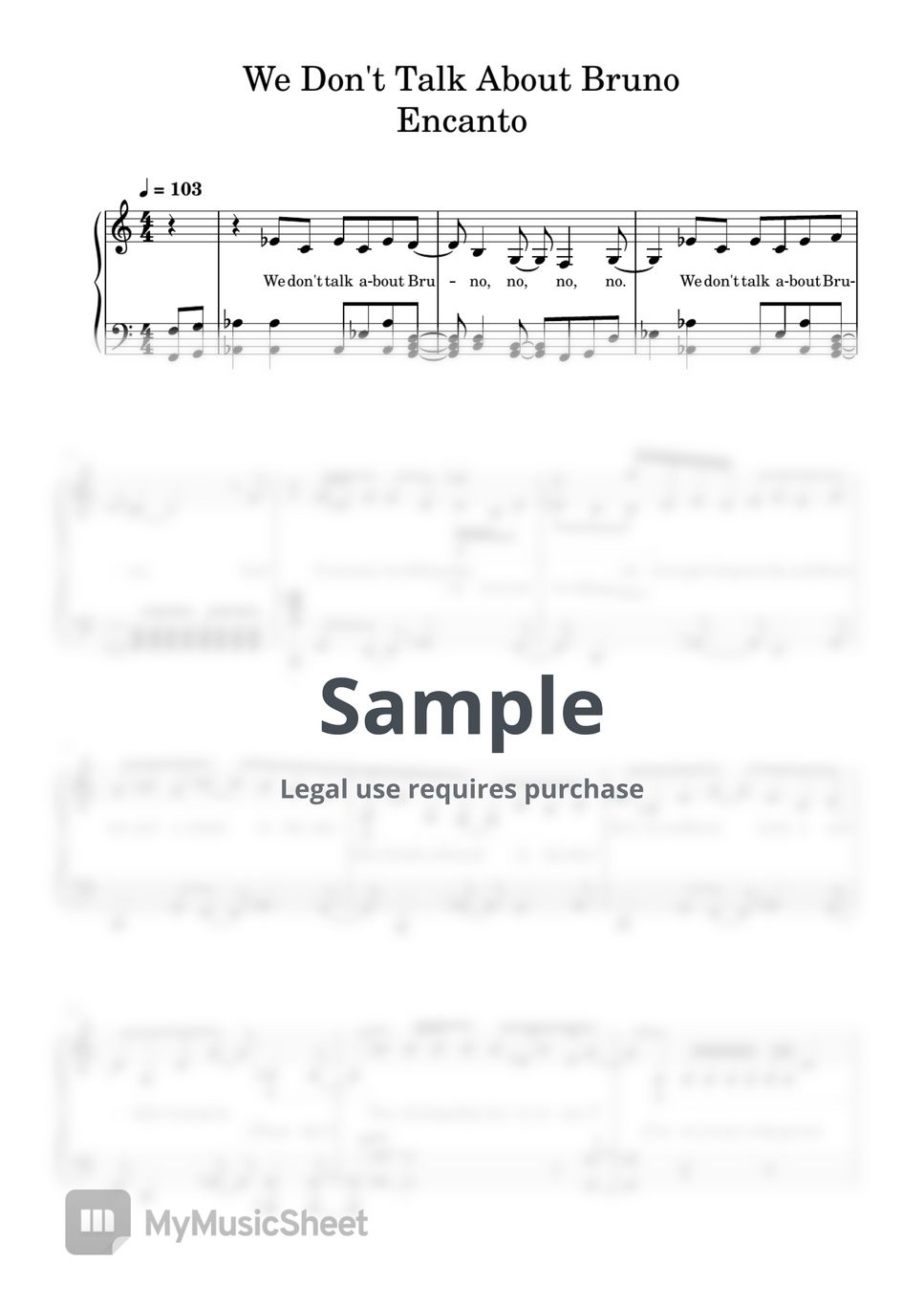 Lin-Manuel Miranda - We Don't Talk About Bruno (Piano) Sheet Music by ...
