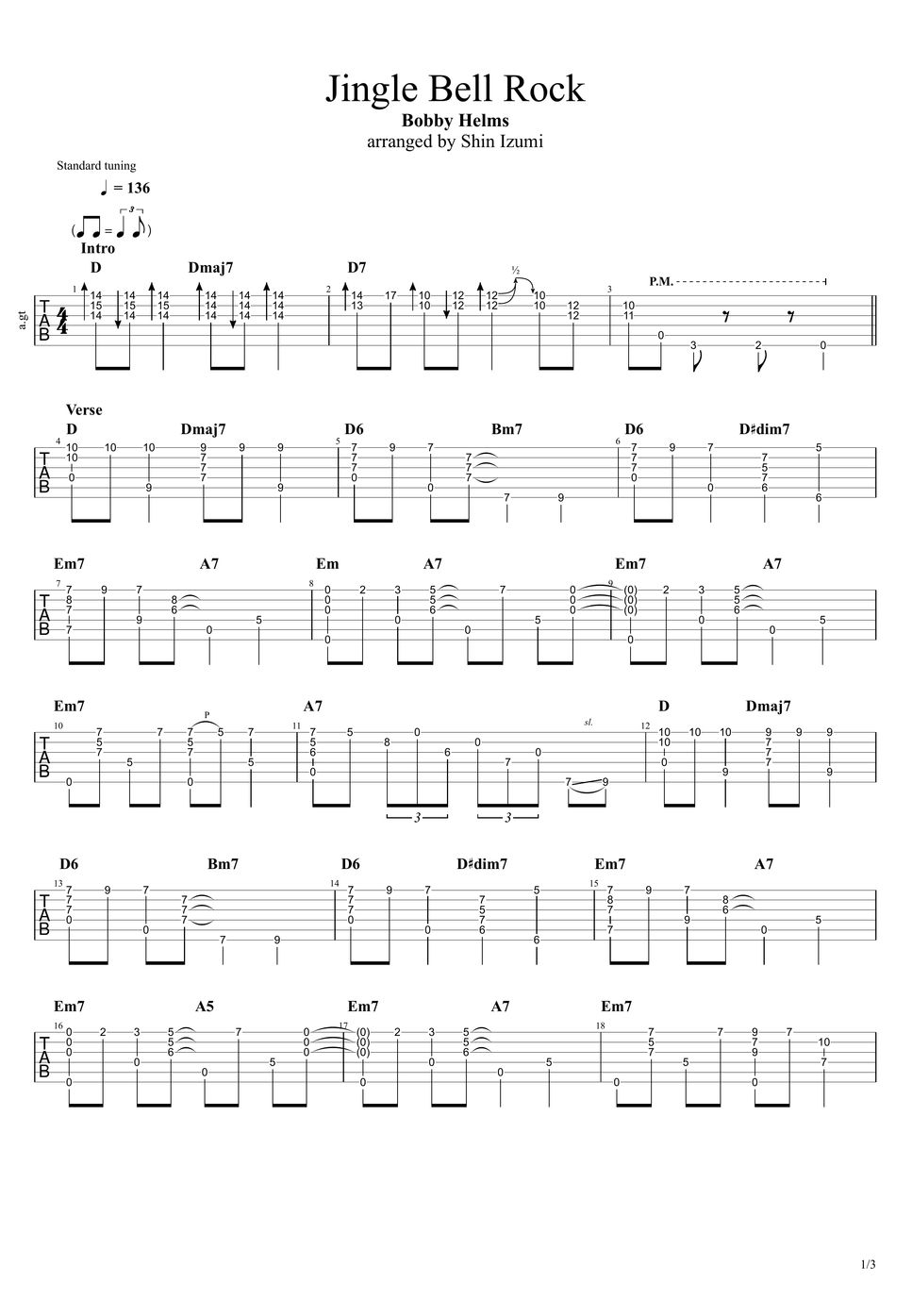 Bobby Helms Jingle Bell Rock TAB by Shin Izumi