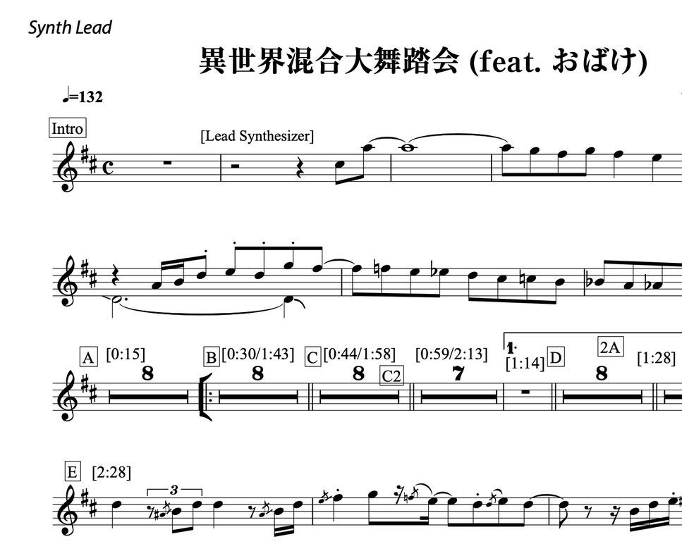 星野源 - 異世界混合大舞踏会 (feat. おばけ) - 星野源 (Vocal/Chord/Piano/Bass/シンセソロコピー譜) by ebony-ivory