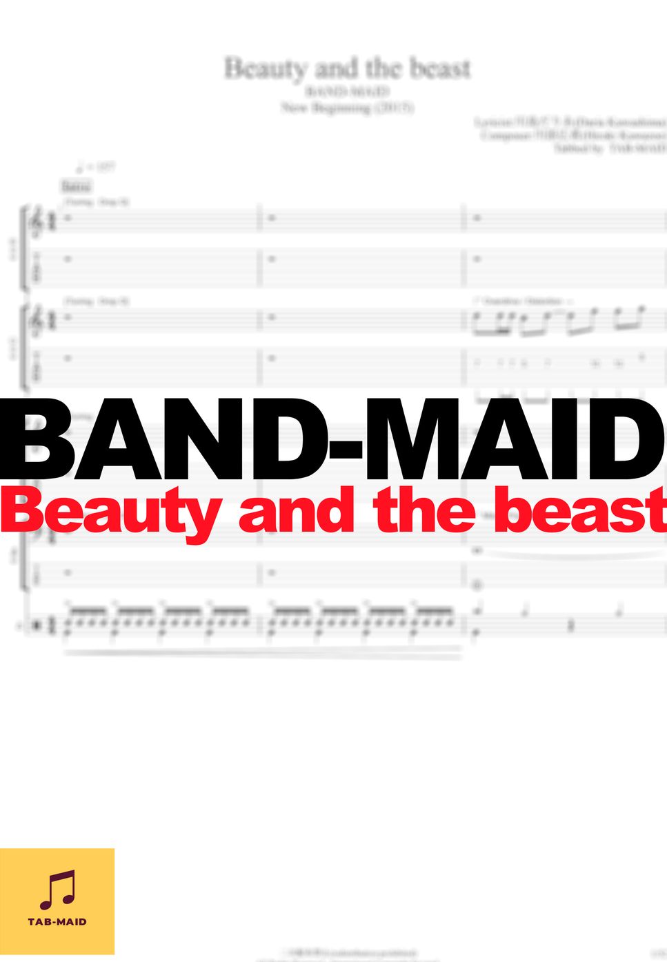 BAND MAID Beauty And The Beast TAB Tab 1staff By Band maid beauty and the beast tab tab 1staff by