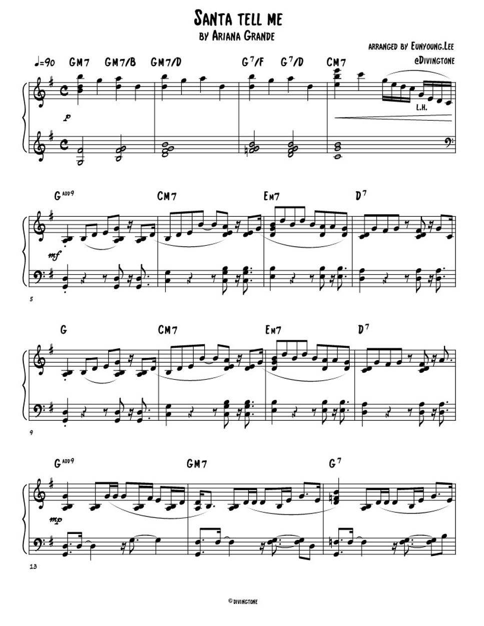 Ariana Grande(아리아나 그란데) Santa tell me (Piano sheet/피아노 악보) Sheet by
