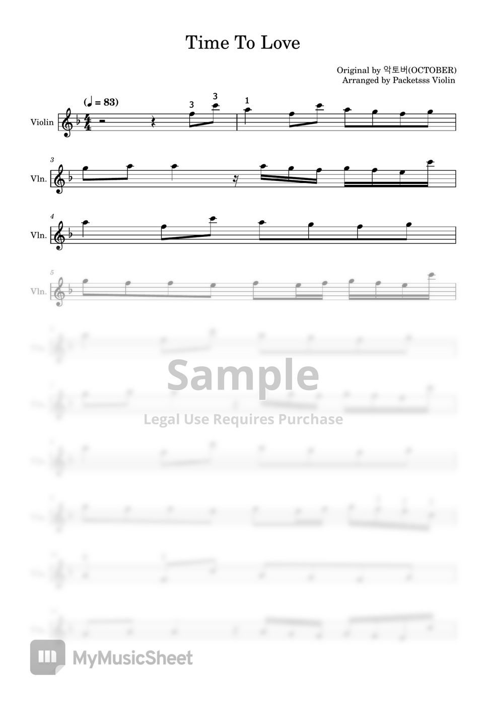 October Time to Love 악보 by Packetsss Violin