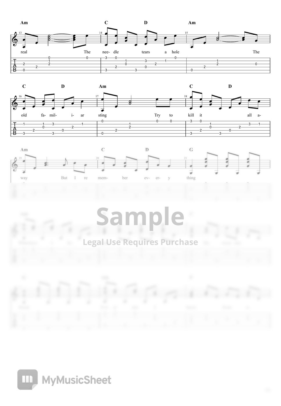 Johnny Cash Hurt (Fingerstyle) TAB by RedTabber