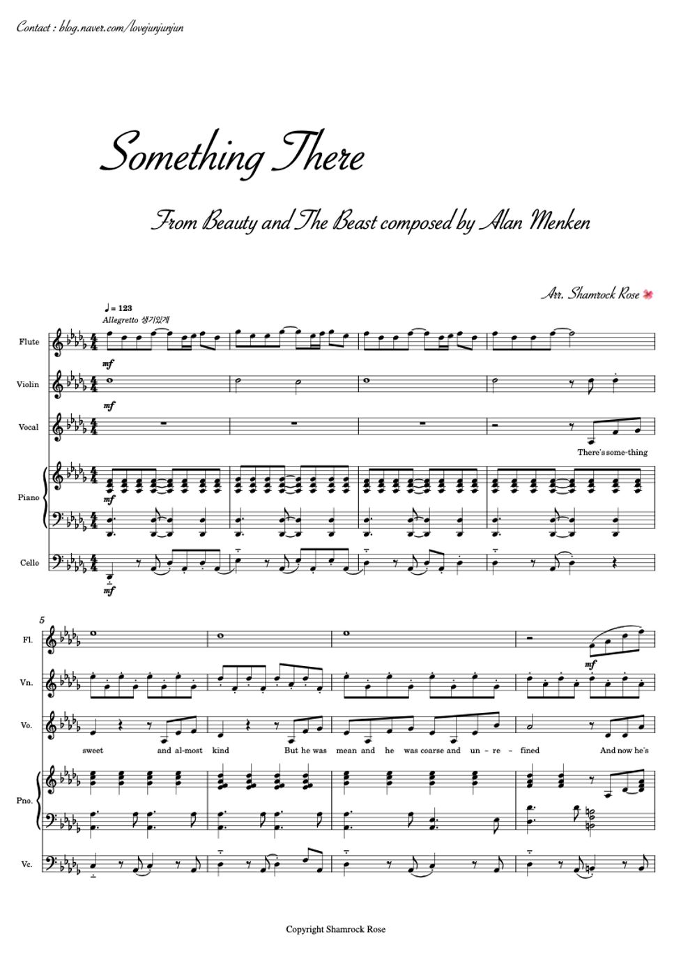 디즈니 미녀와 야수 Something There - 디즈니 미녀와 야수 Something There (Quintet ver.) by Shamrock Rose