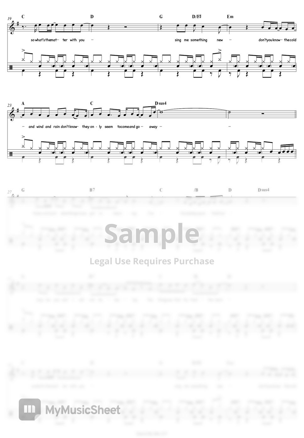 Oasis Stand By Me Drums Sheet