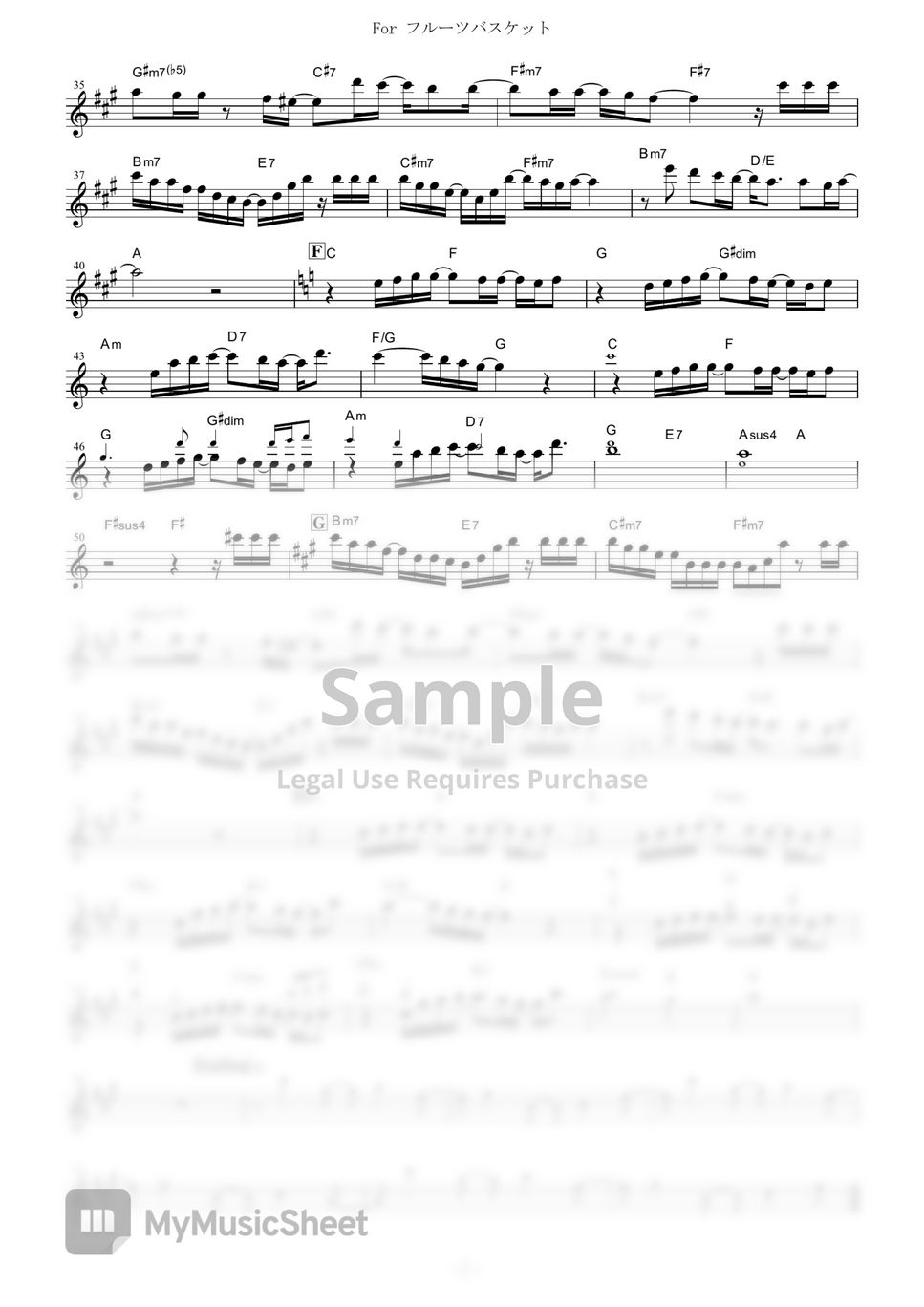 Ritsuko Okazaki For Fruits Basket (Fruits Basket / in Bb) 악보 by mutasax