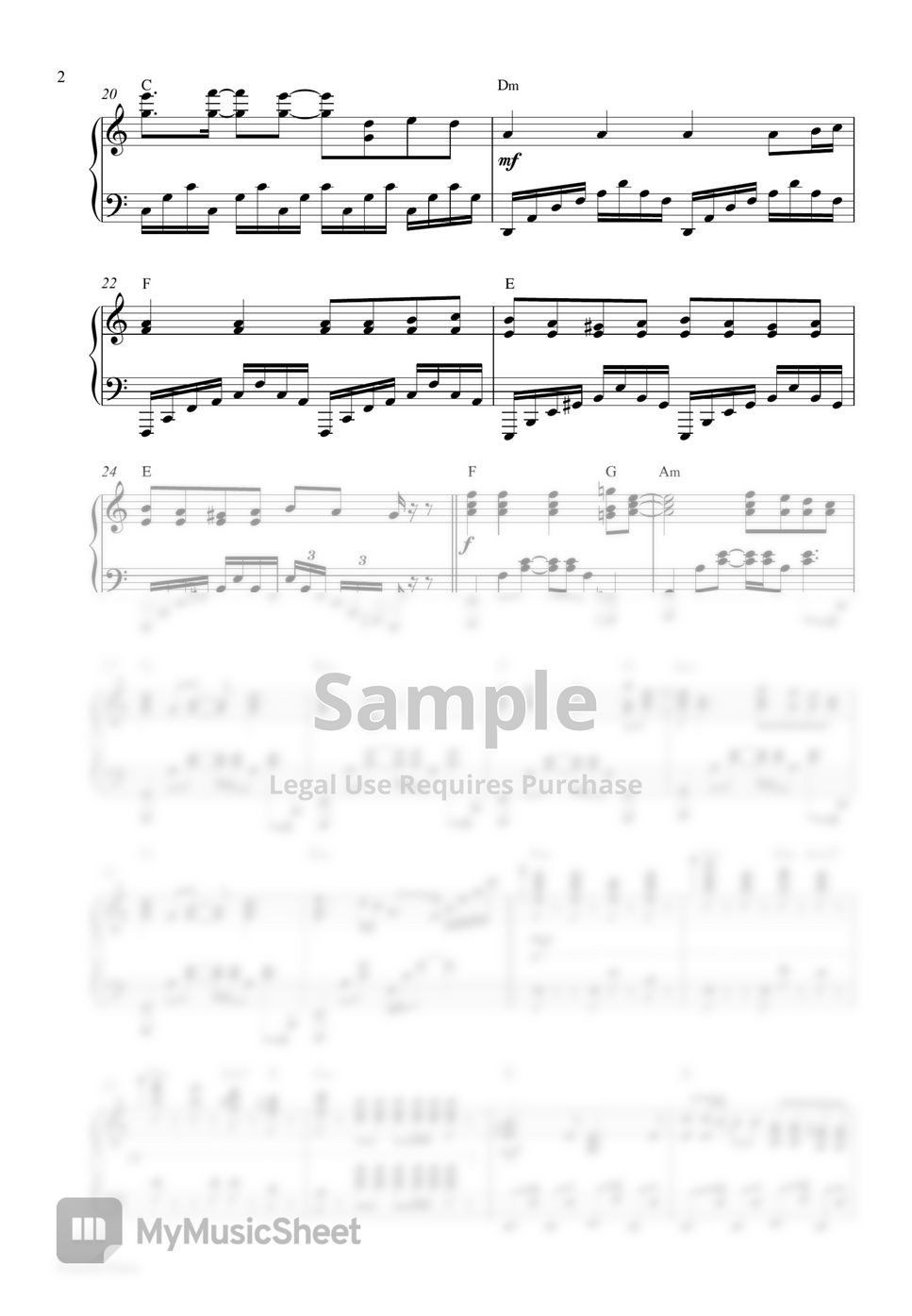 Lady Gaga Bloody Mary Piano Sheet Hoja By Pianella Piano