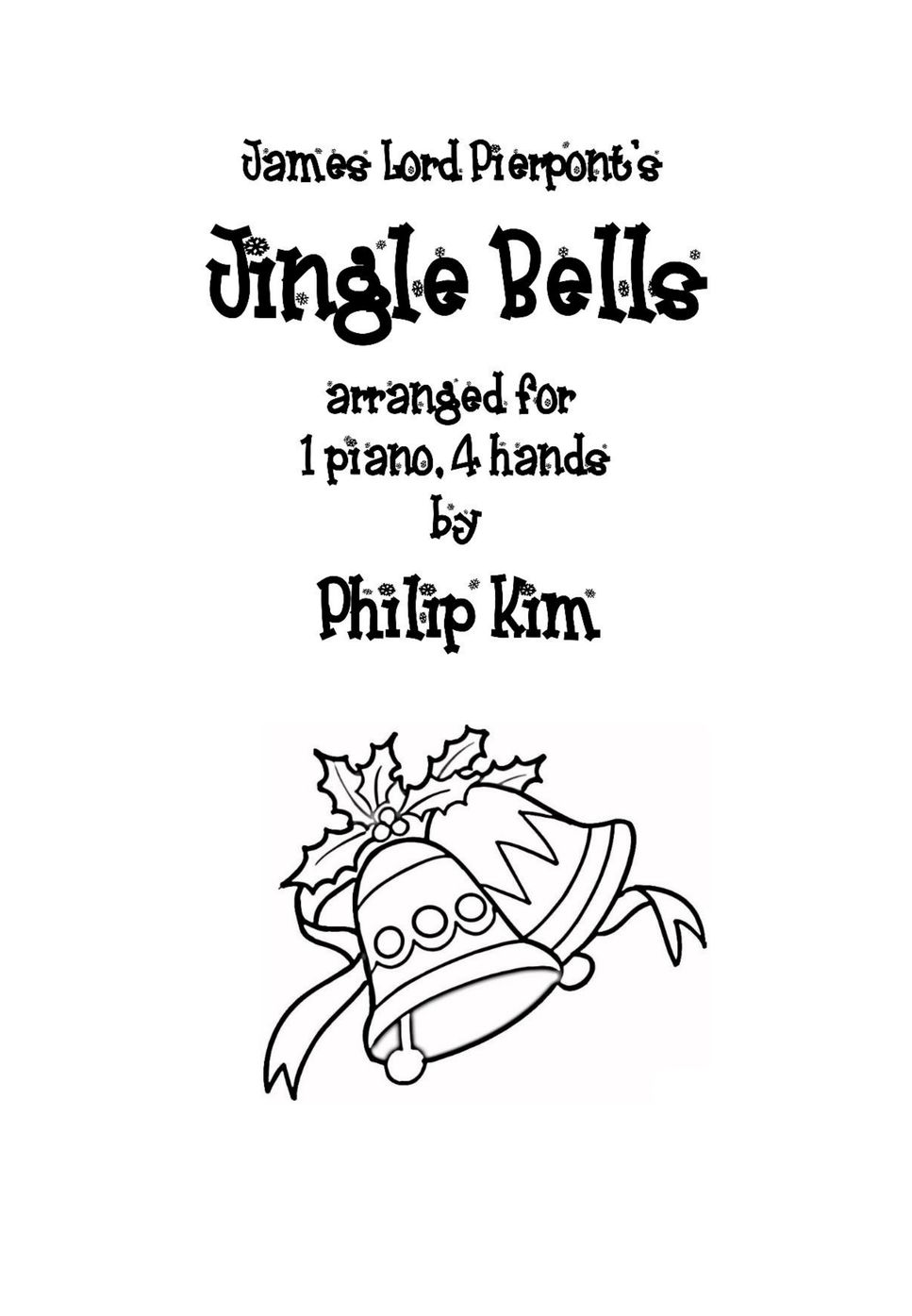 James Lord Pierpont Jingle Bells Piano Duet Sheet by Philip Kim